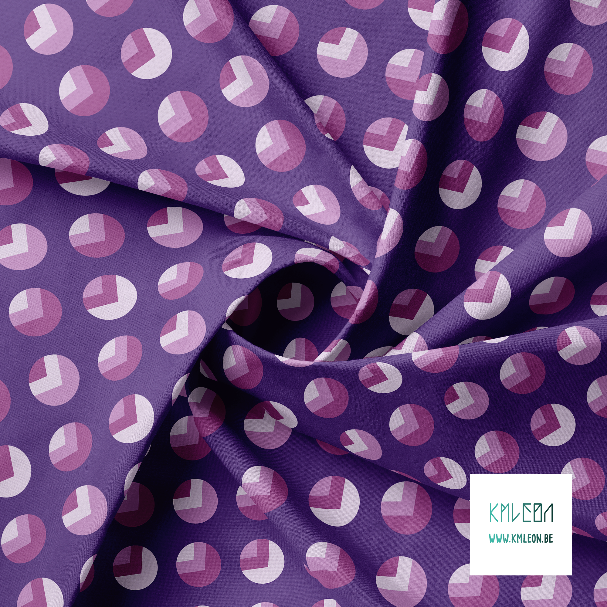 Purple circles and triangles fabric