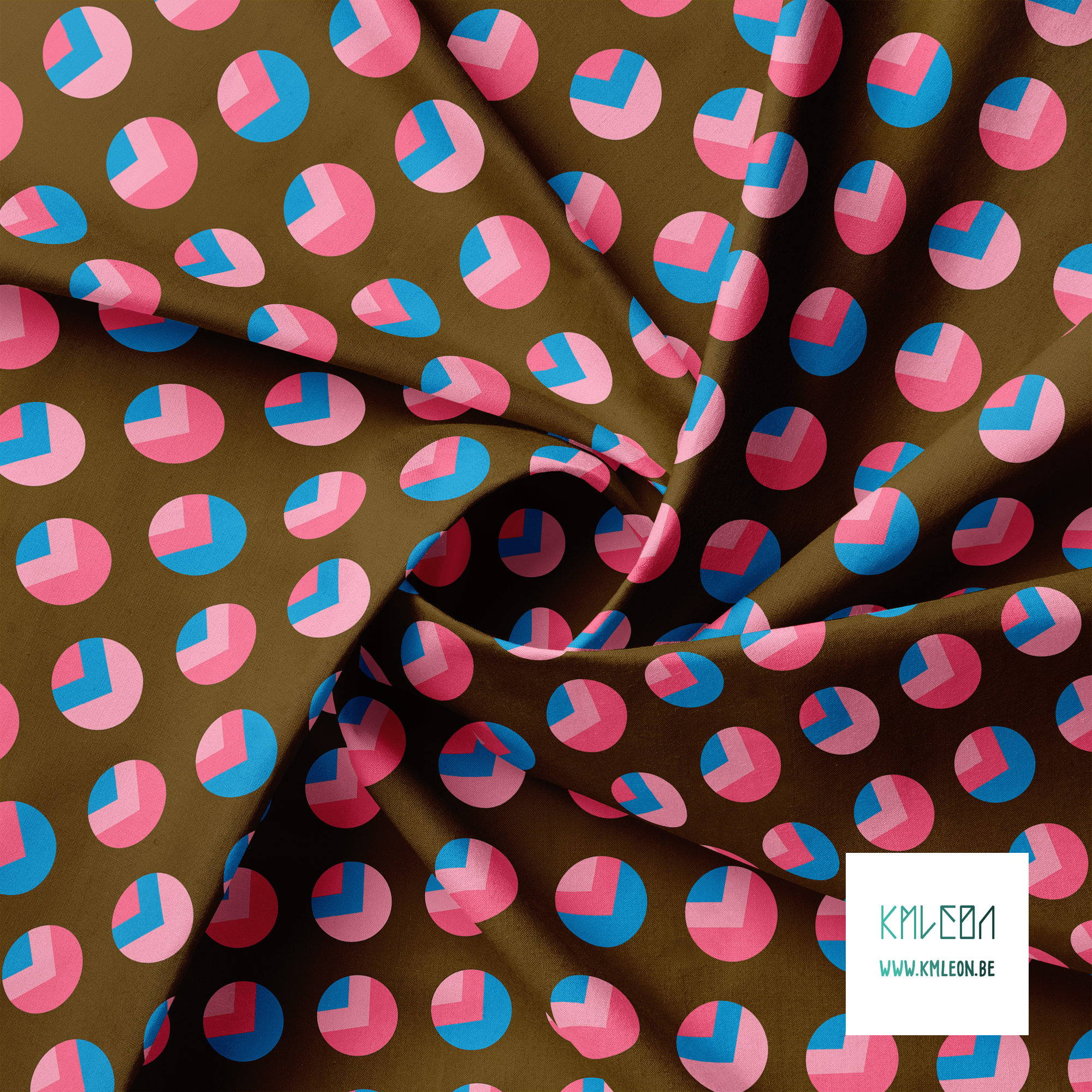 Pink and blue circles and triangles fabric