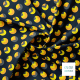 Grey, orange and yellow circles and triangles fabric