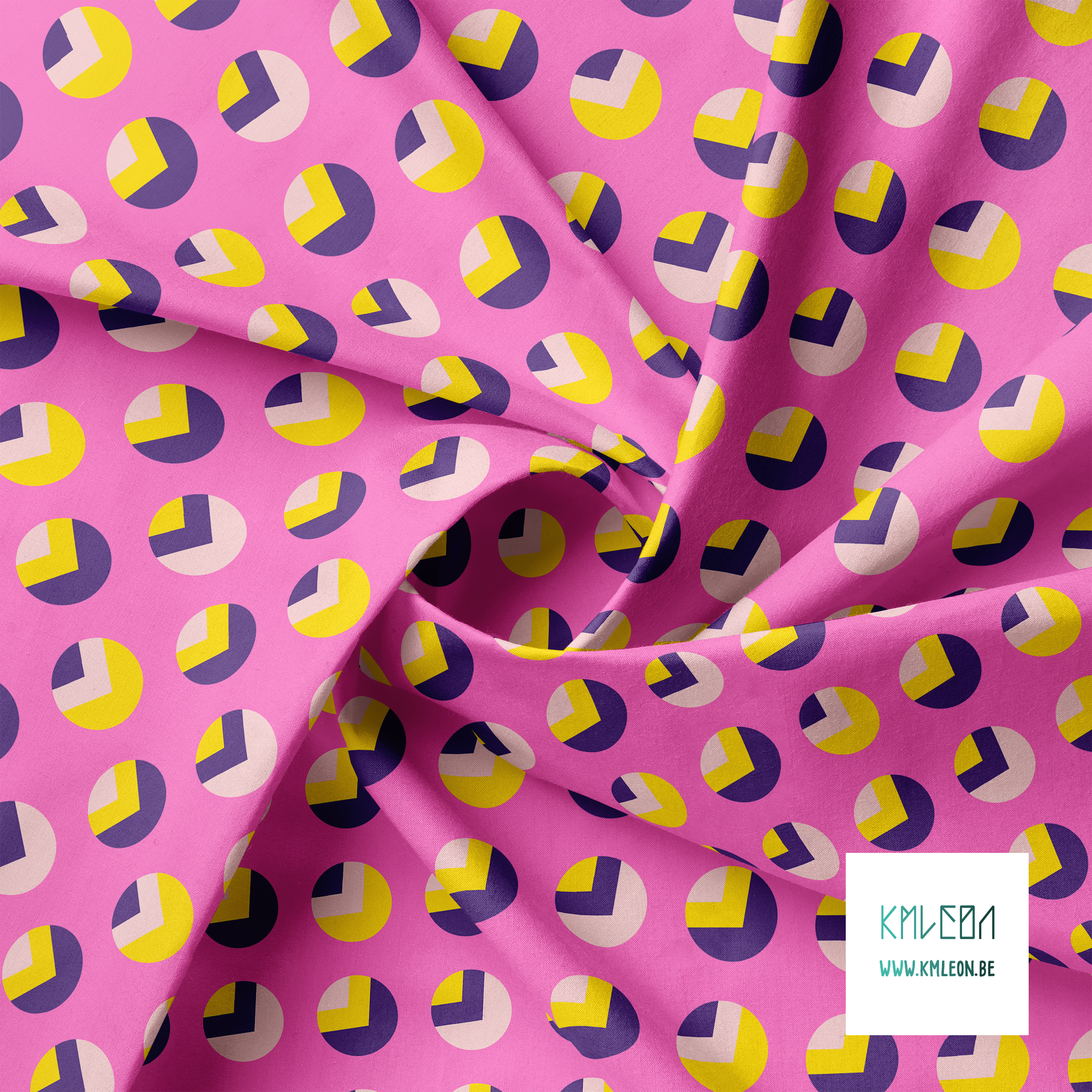 Yellow, pink and purple circles and triangles fabric