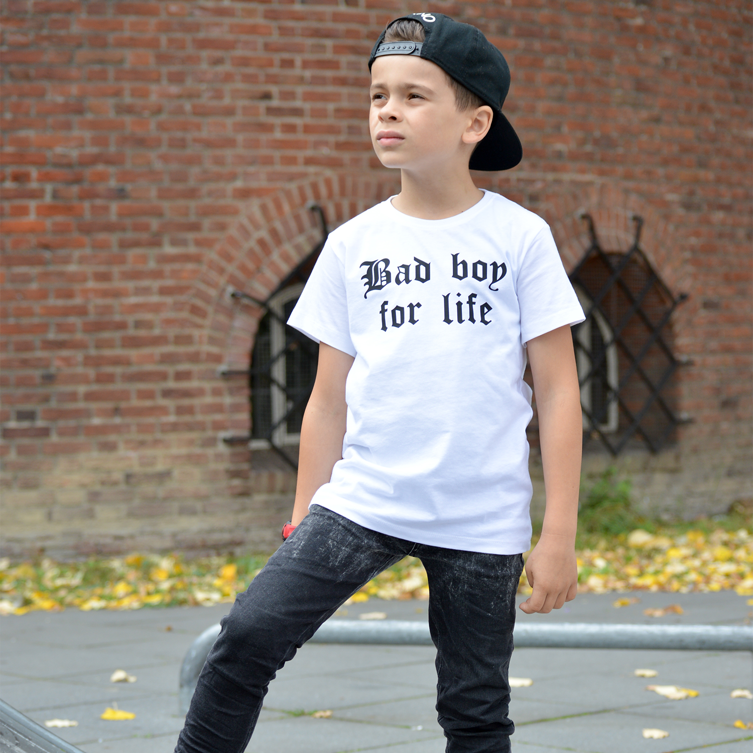 'Bad boy for life' kind shirt met korte mouwen