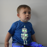 Robot glow in the dark baby shirt met korte mouwen