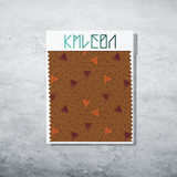 Brown and orange triangles and brown dots fabric