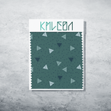 Green triangles and green dots fabric