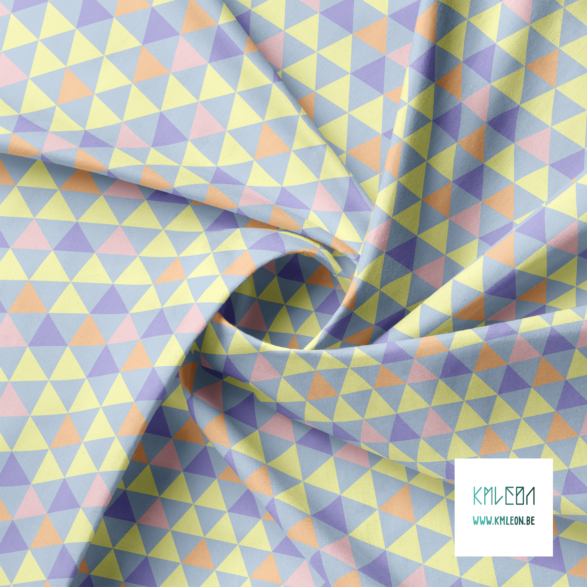 Yellow, orange, pink and purple triangles fabric