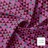 Purple, green and black triangles fabric