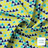 Yellow, navy and teal triangles fabric