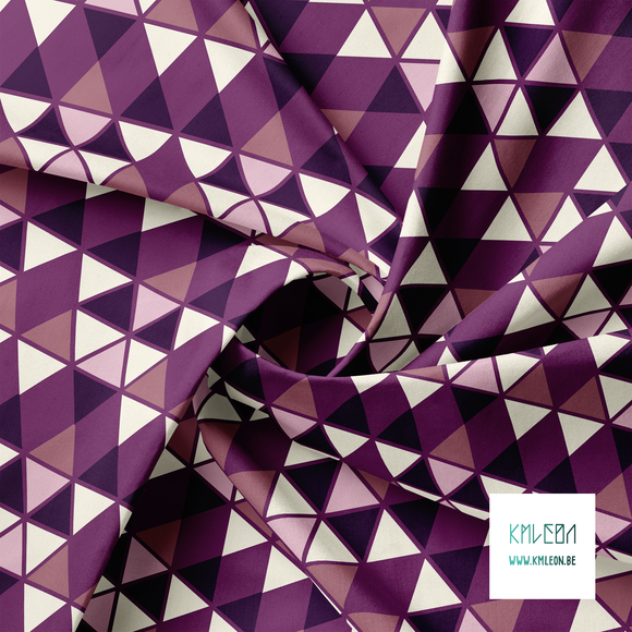 Cream, purple and pink triangles fabric