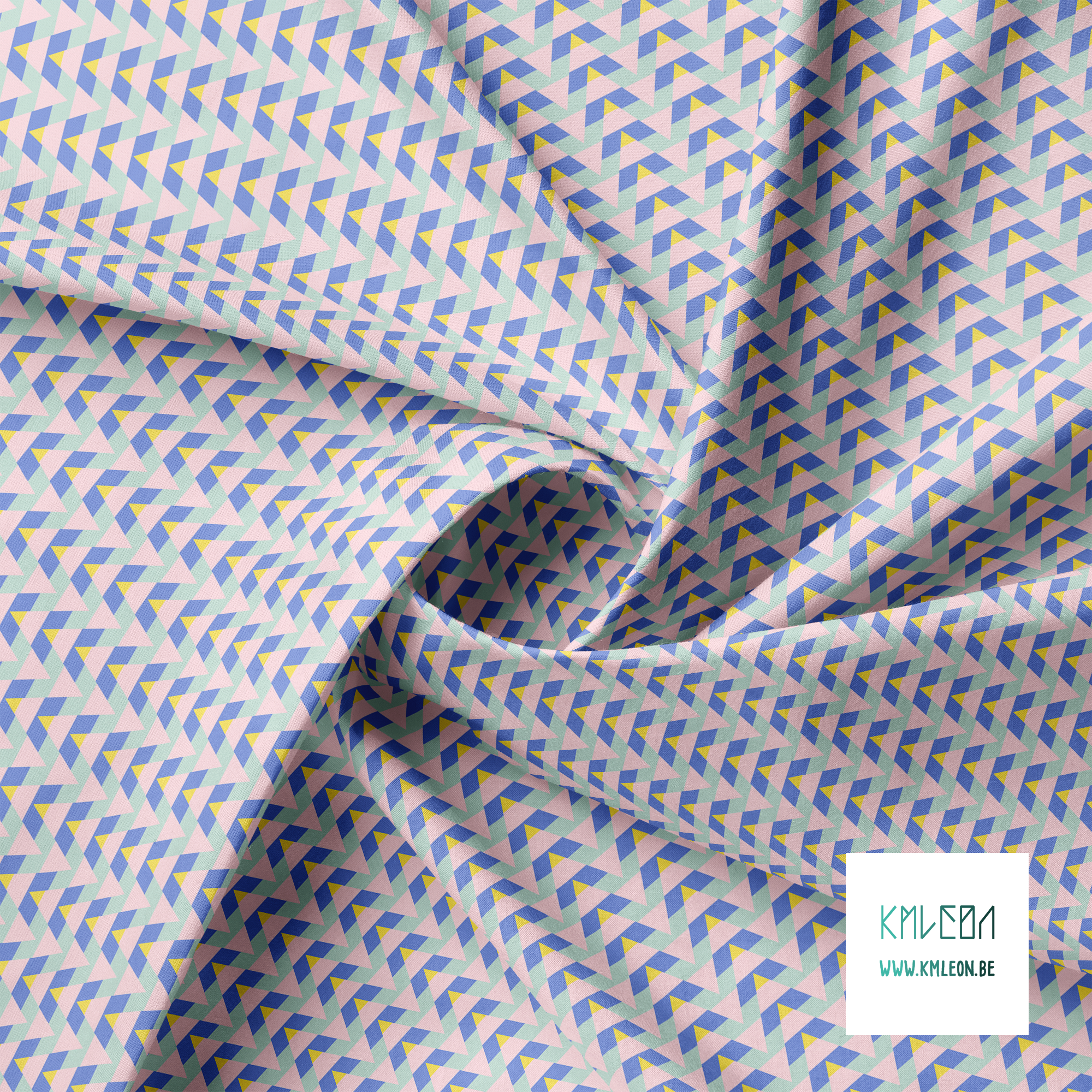Striped triangles in pink, yellow, mint green and periwinkle fabric