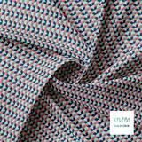 Gestreepte driehoeken in muntgroen, blauwgroen, roze en donkerblauw stof