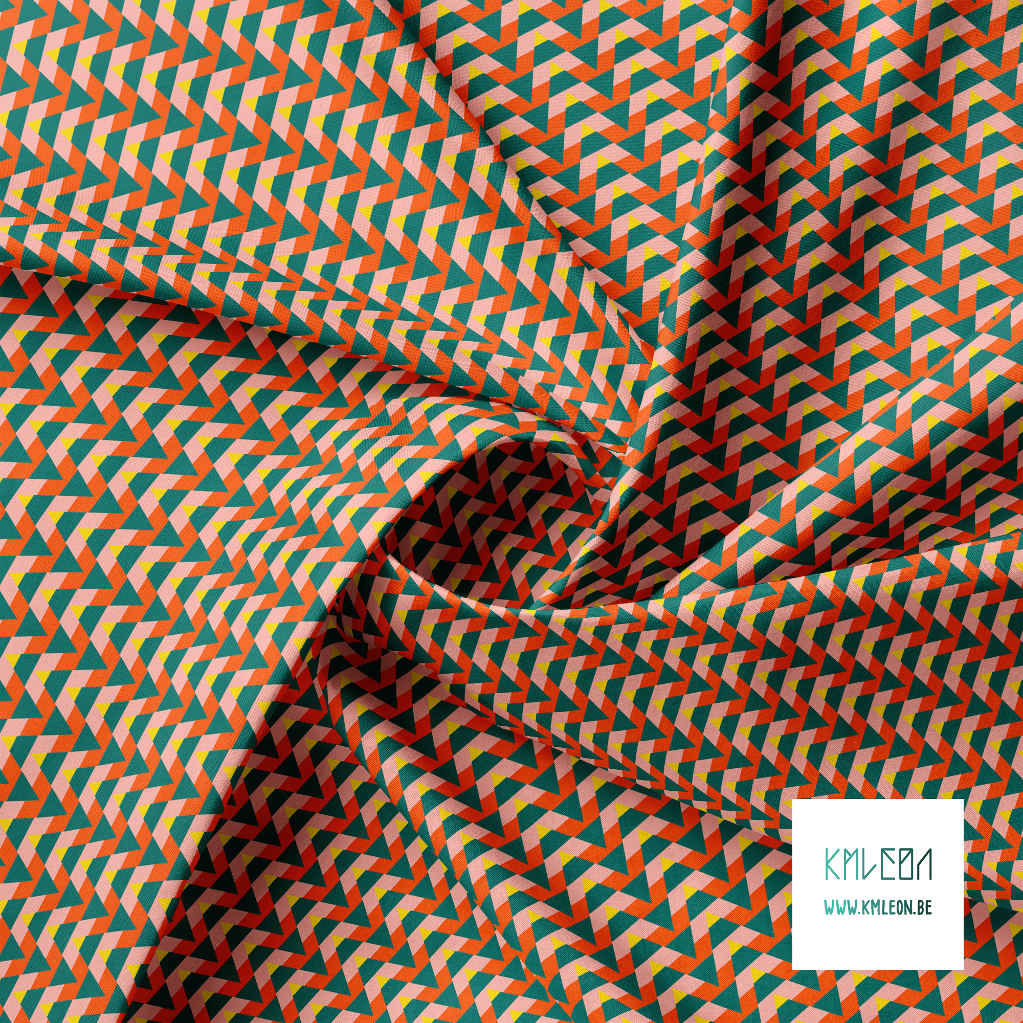 Striped triangles in orange, yellow, green and pink fabric