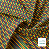 Striped triangles in green, yellow, orange and purple fabric