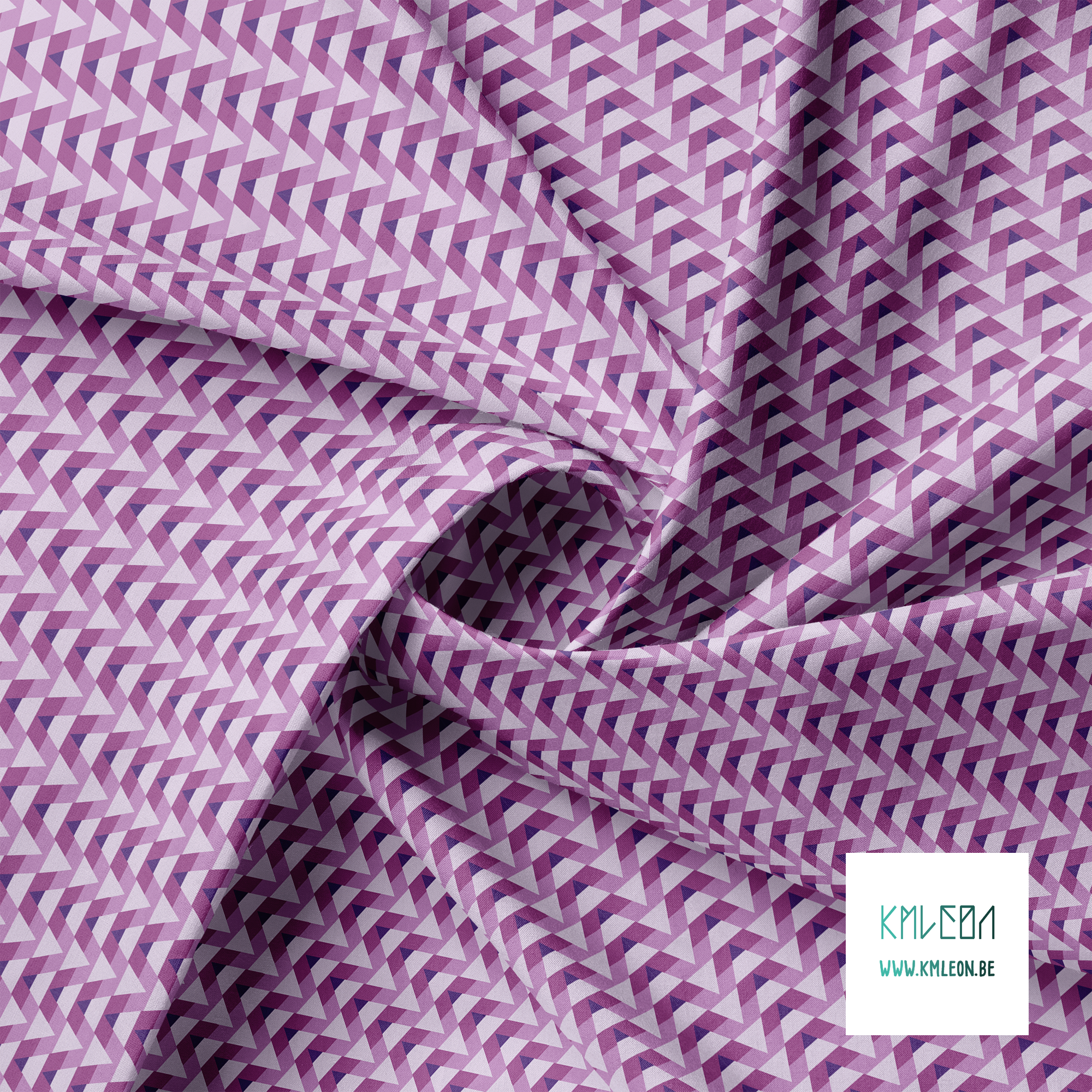 Striped triangles in purple fabric