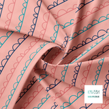 Teal, navy and pink irregular arches fabric