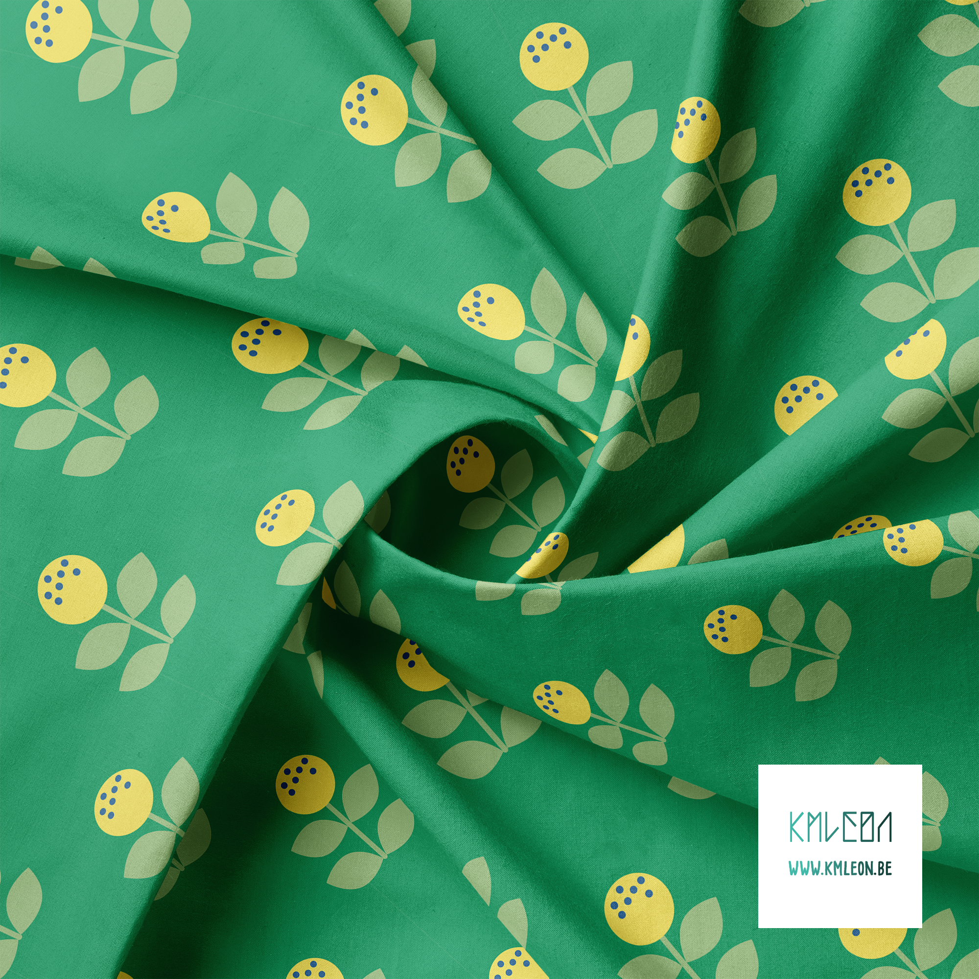 Large yellow and green flowers fabric