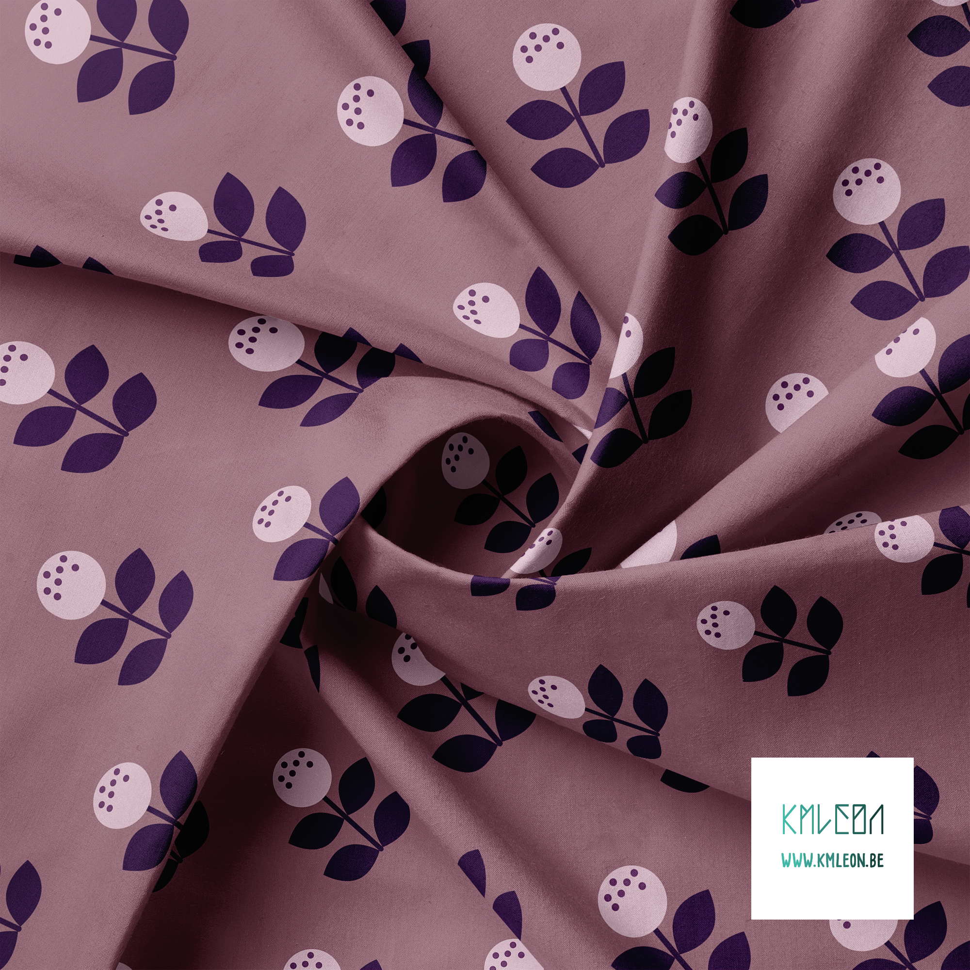 Large pink and purple flowers fabric
