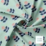 Pink and navy flowers fabric
