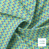 Yellow, blue and teal chevron fabric