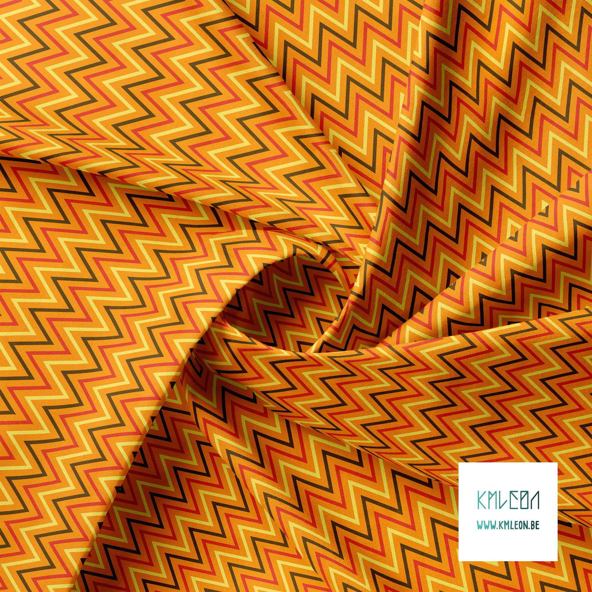 Yellow, brown and red chevron fabric
