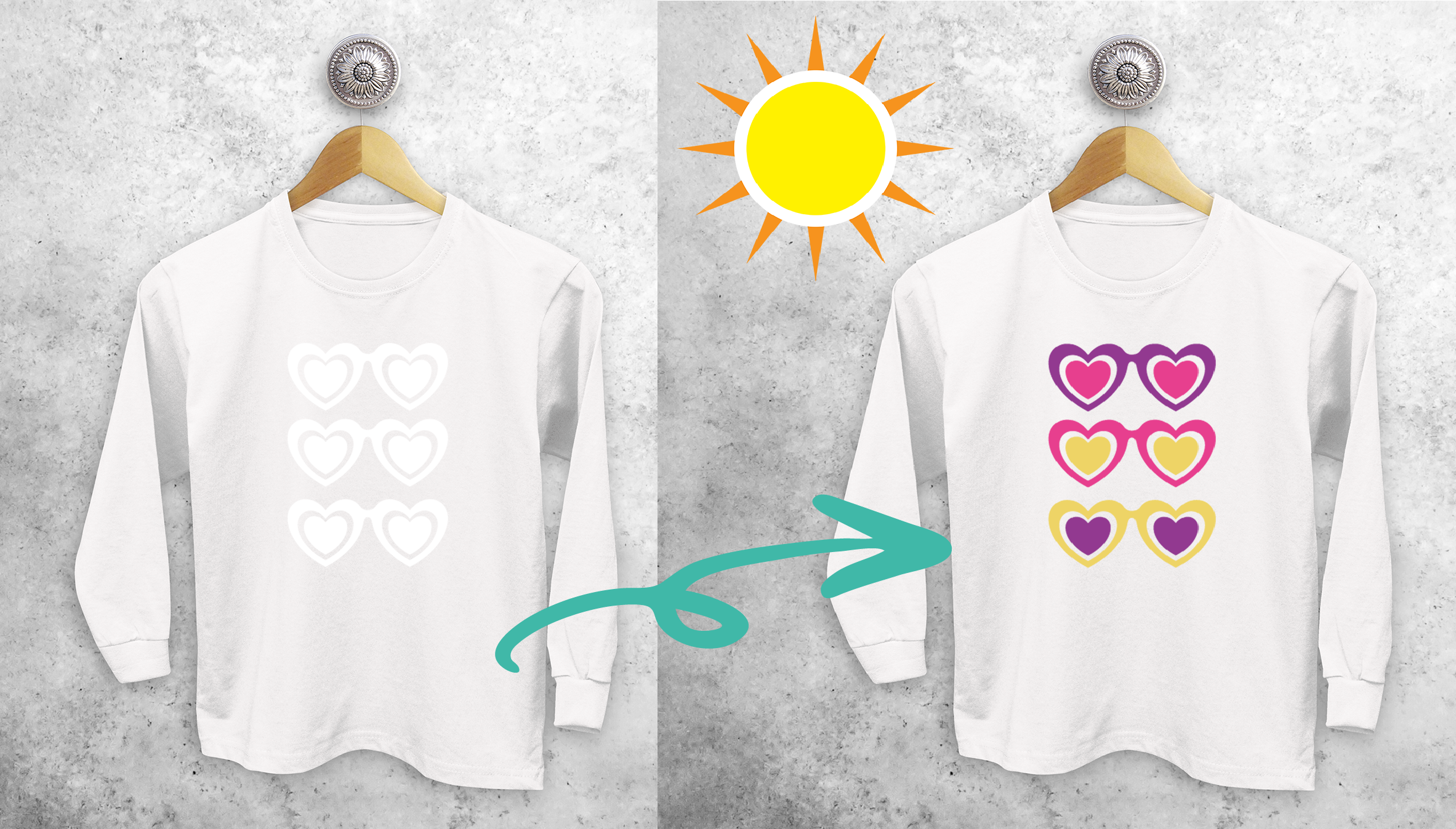 Sunglasses and hearts magic kids longsleeve shirt