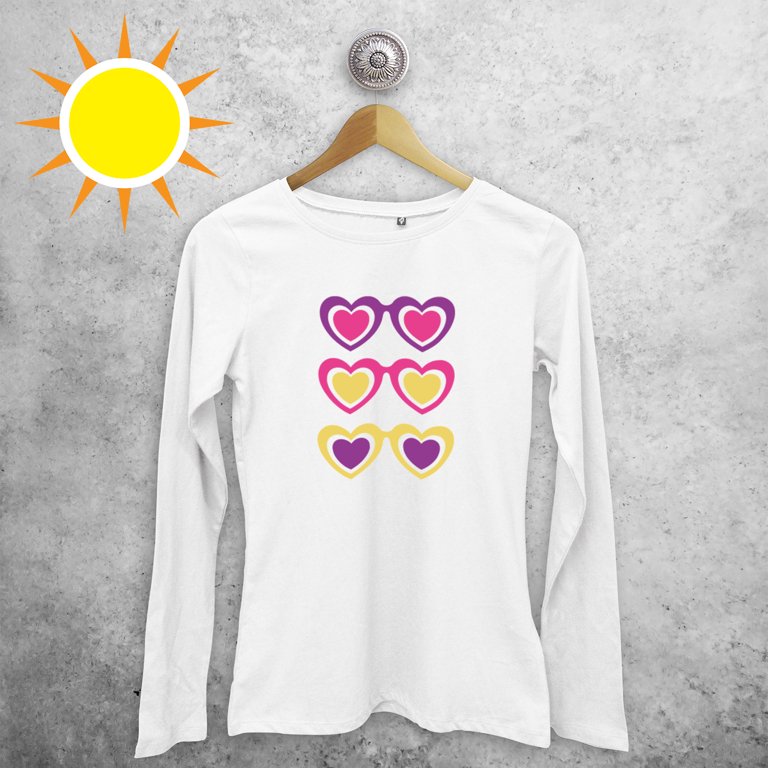 Sunglasses and hearts magic adult longsleeve shirt