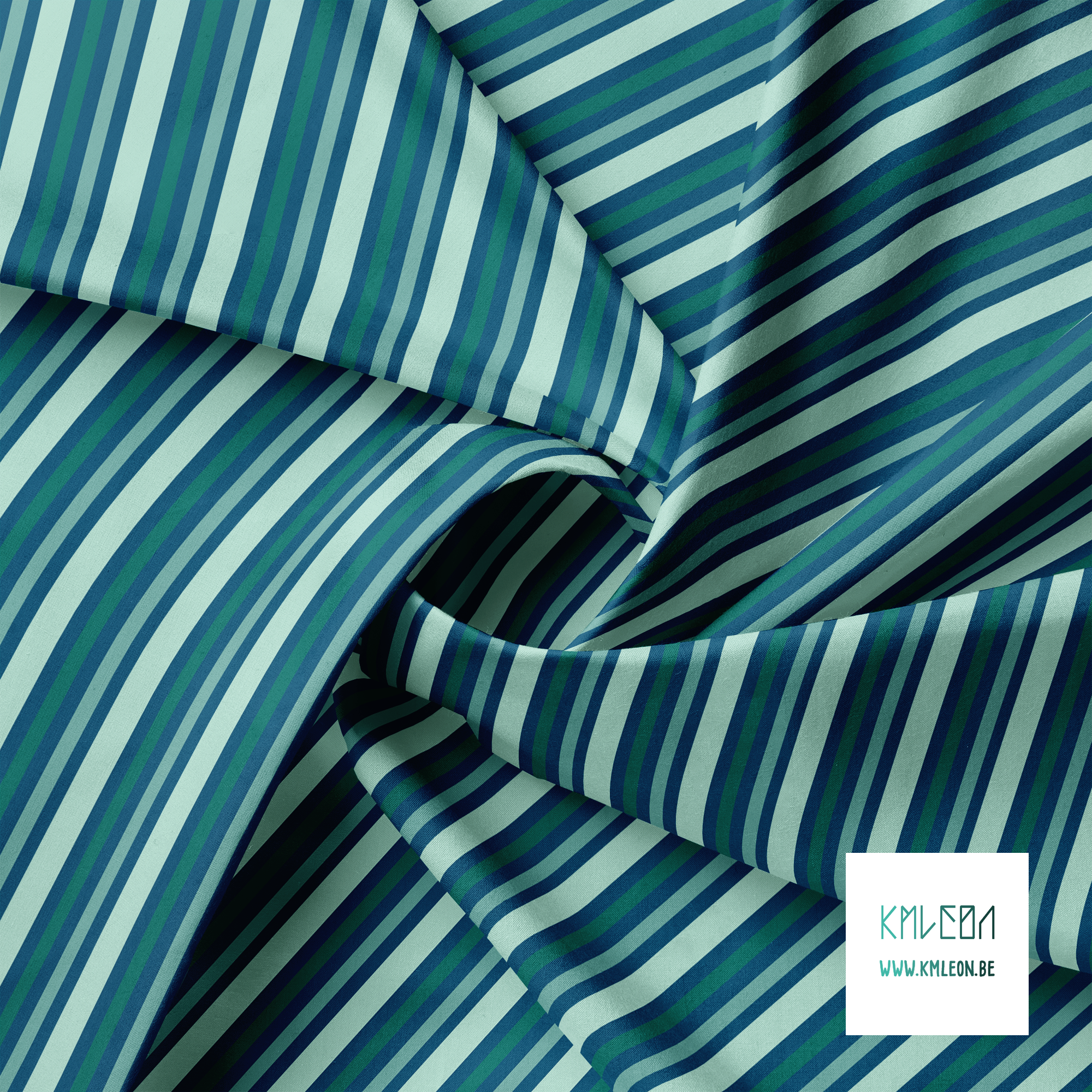 Horizontal stripes in green fabric
