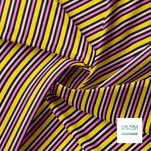 Horizontal stripes in yellow and pink fabric
