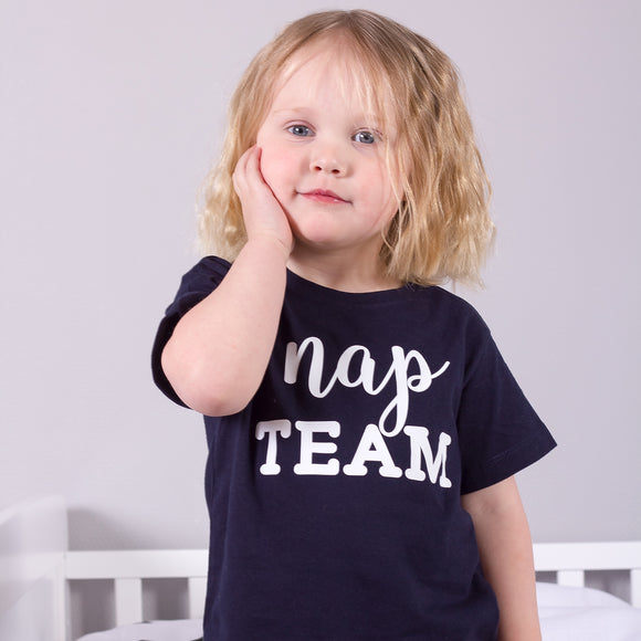 'Nap team' kind shirt met korte mouwen