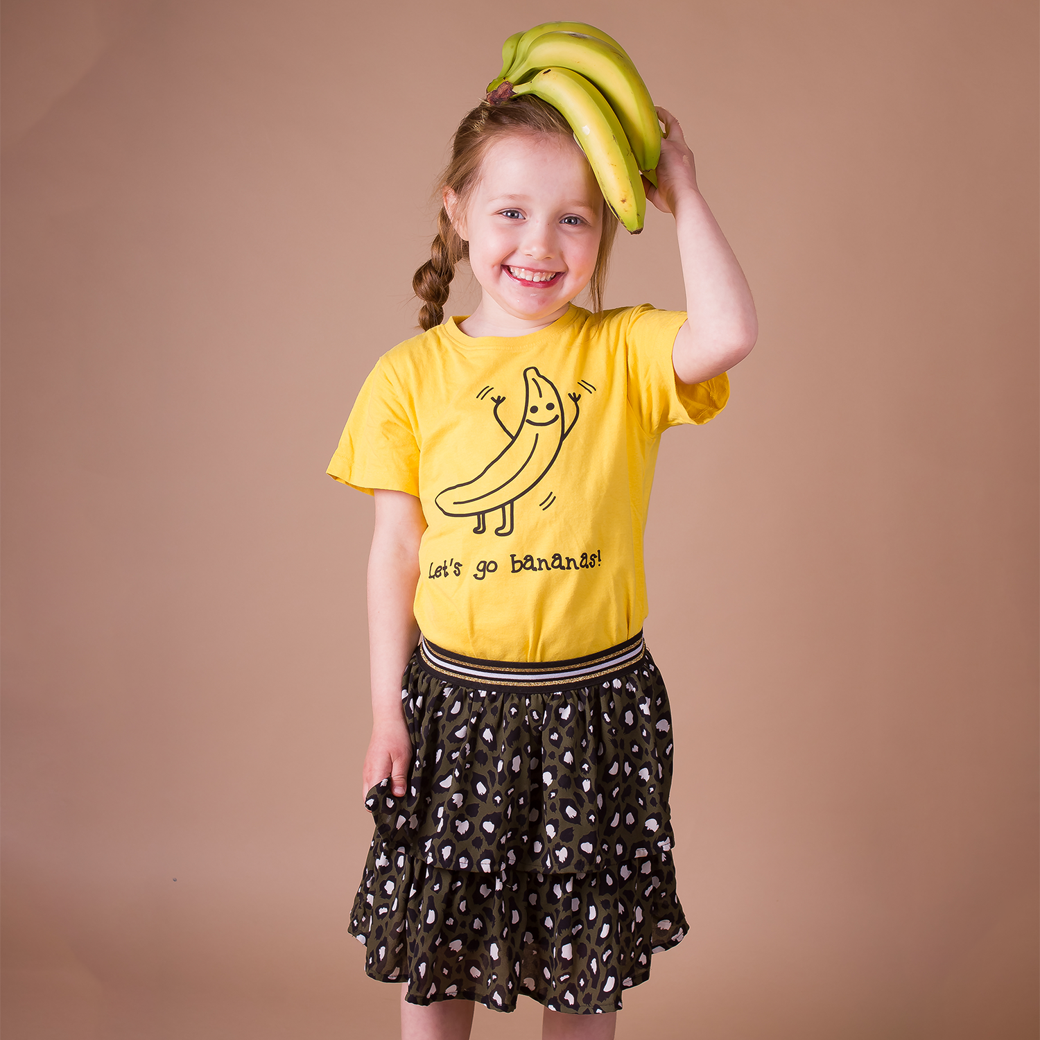 'Let's go bananas' kids shortsleeve shirt