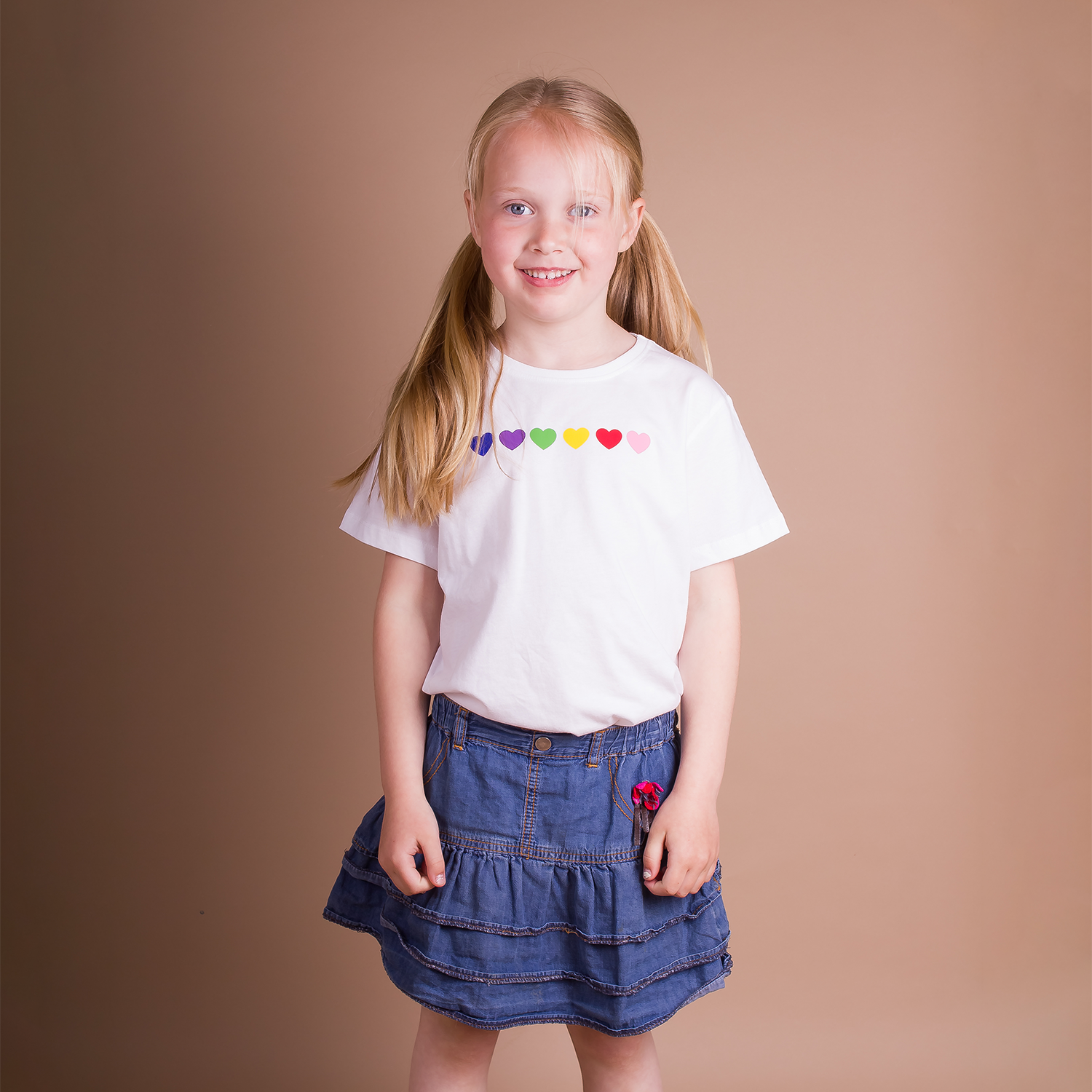 Hearts rainbow kids shortsleeve shirt