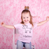 'I believe' unicorn kids shortsleeve shirt