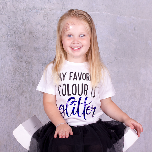 'My favorite colour is glitter' kids shortsleeve shirt