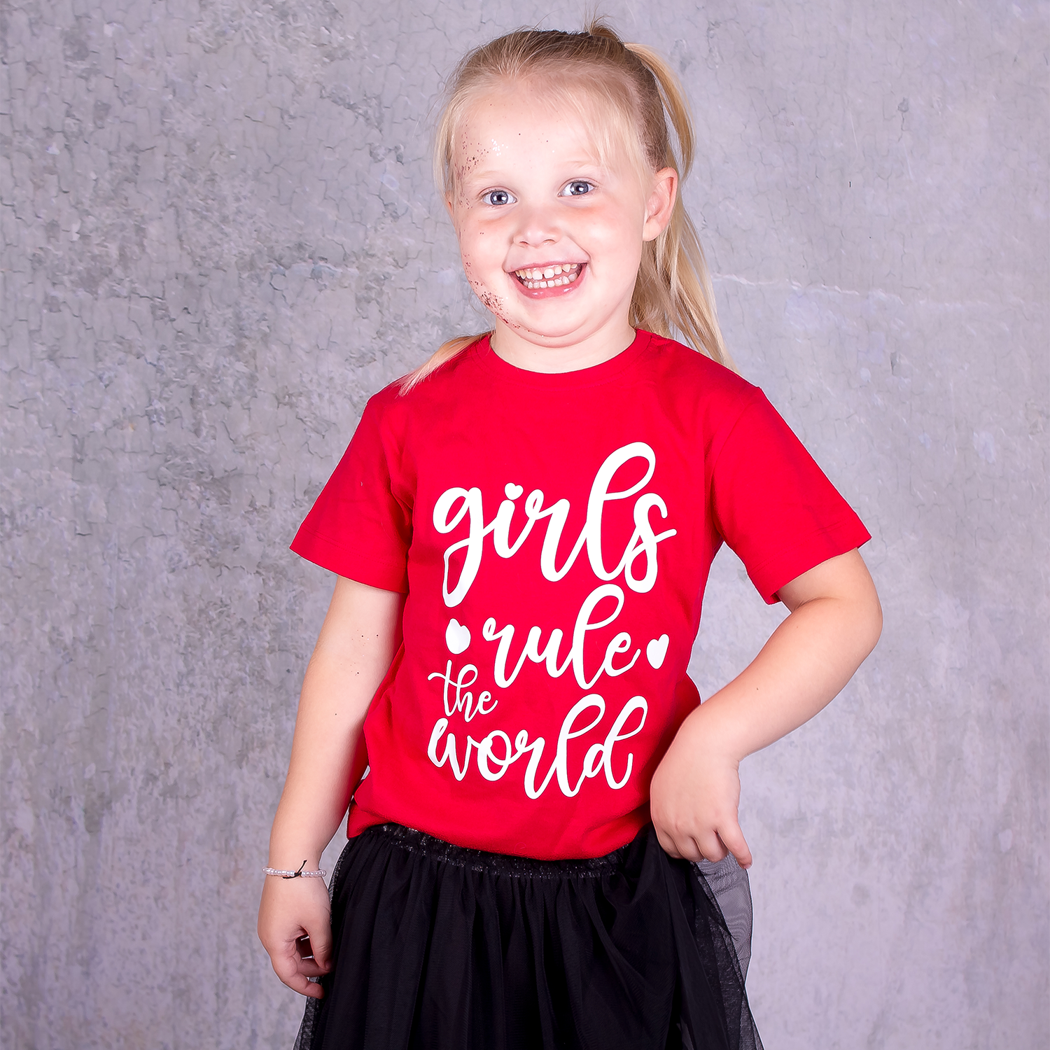 'Girls rule the world' kind shirt met korte mouwen