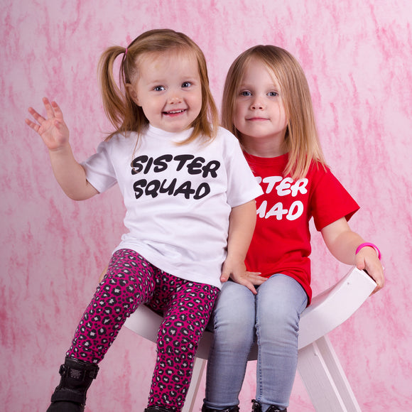 'Sister squad' baby shirt met korte mouwen