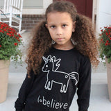 'I believe' unicorn kids longsleeve shirt