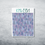 Blue and purple christmas trees and snow fabric