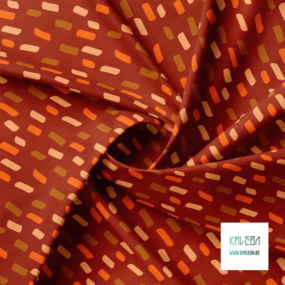 Beige, brown and orange irregular stripes fabric