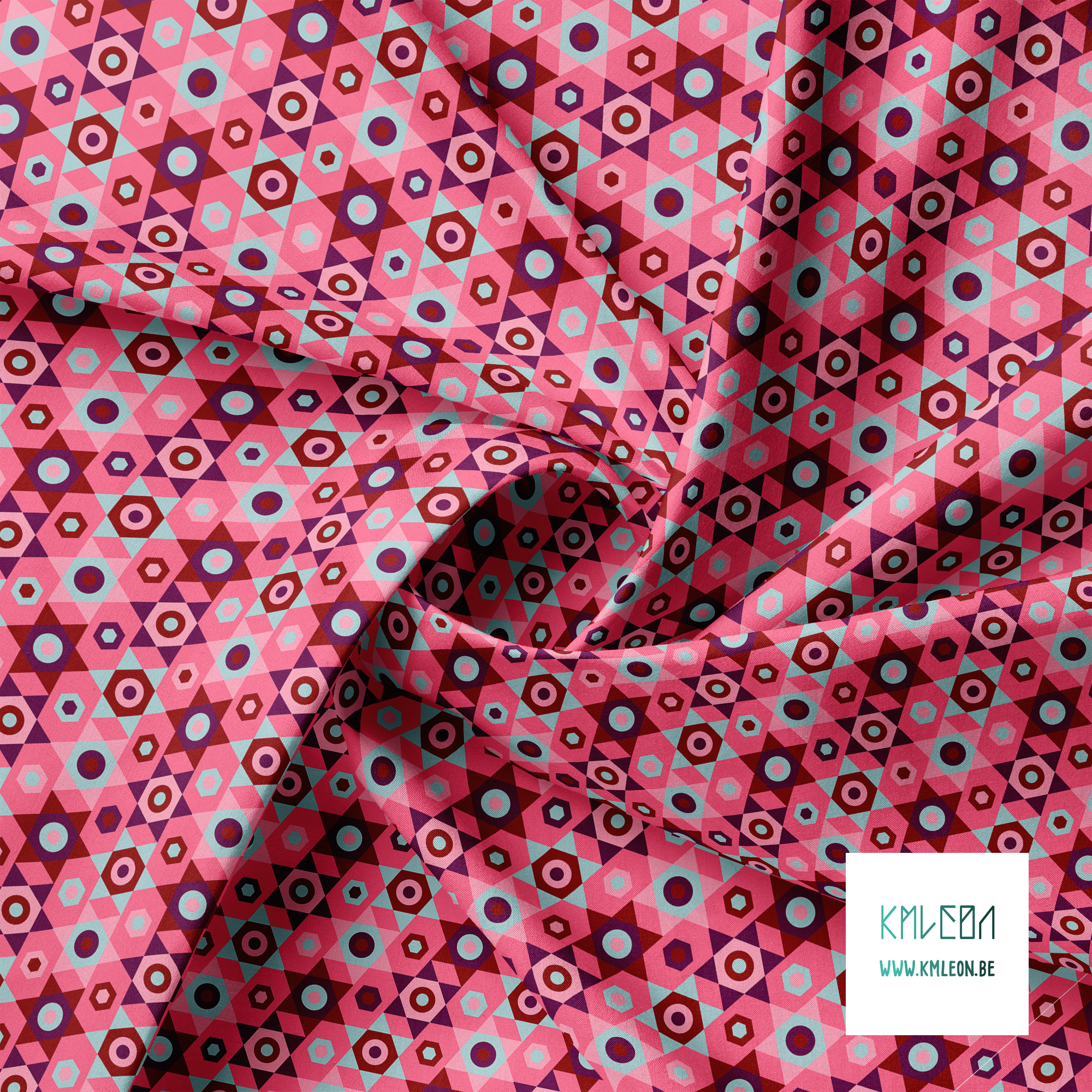 Pink, red, purple and light blue stars fabric