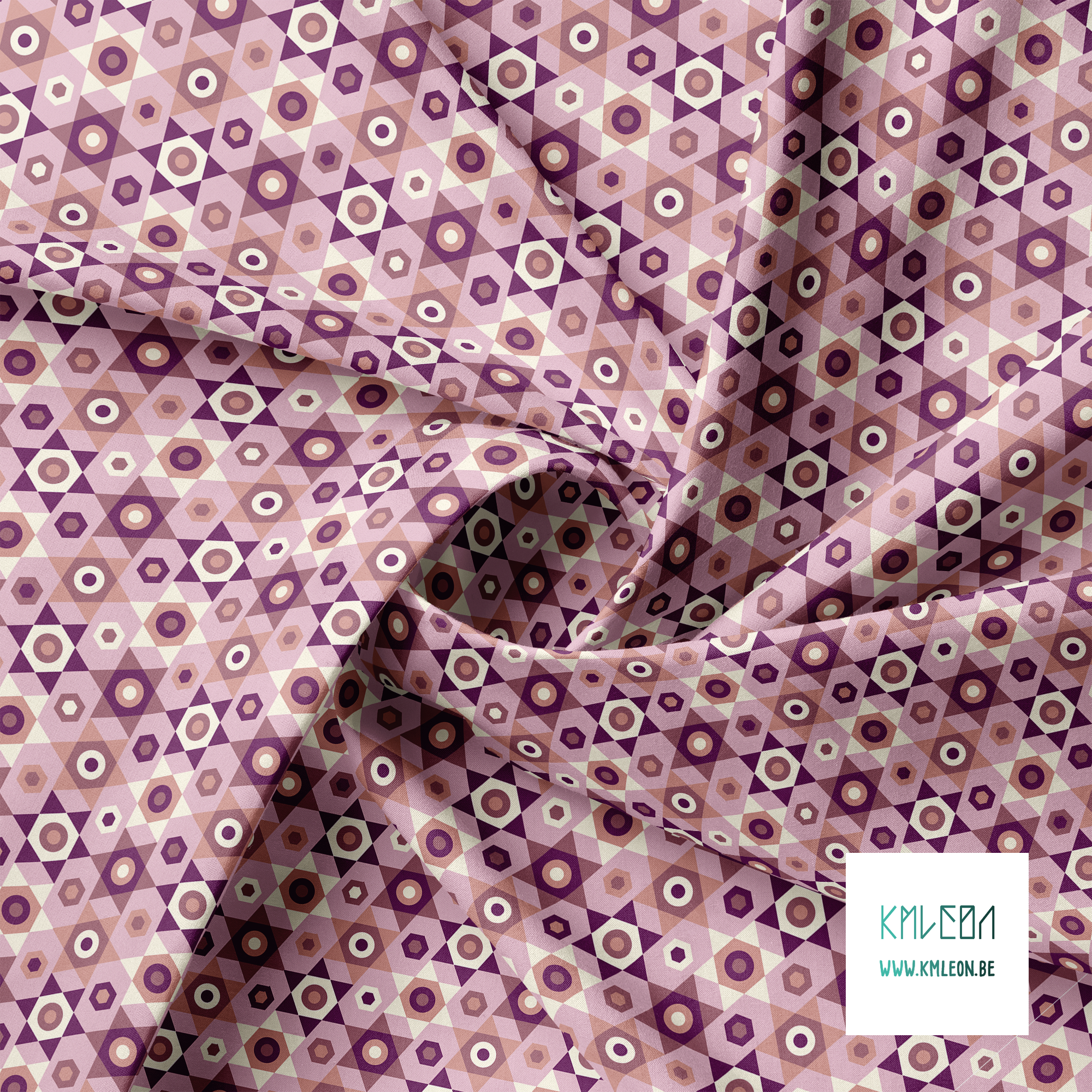 Pink, purple and cream stars fabric