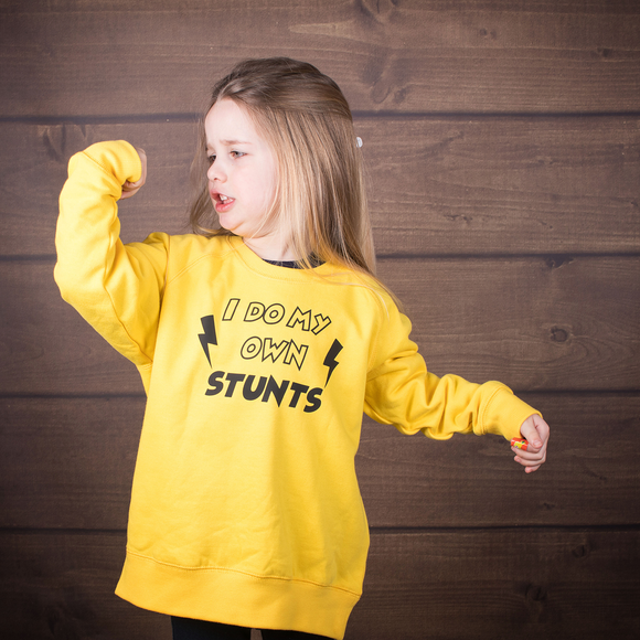 'I do my own stunts' kids sweater