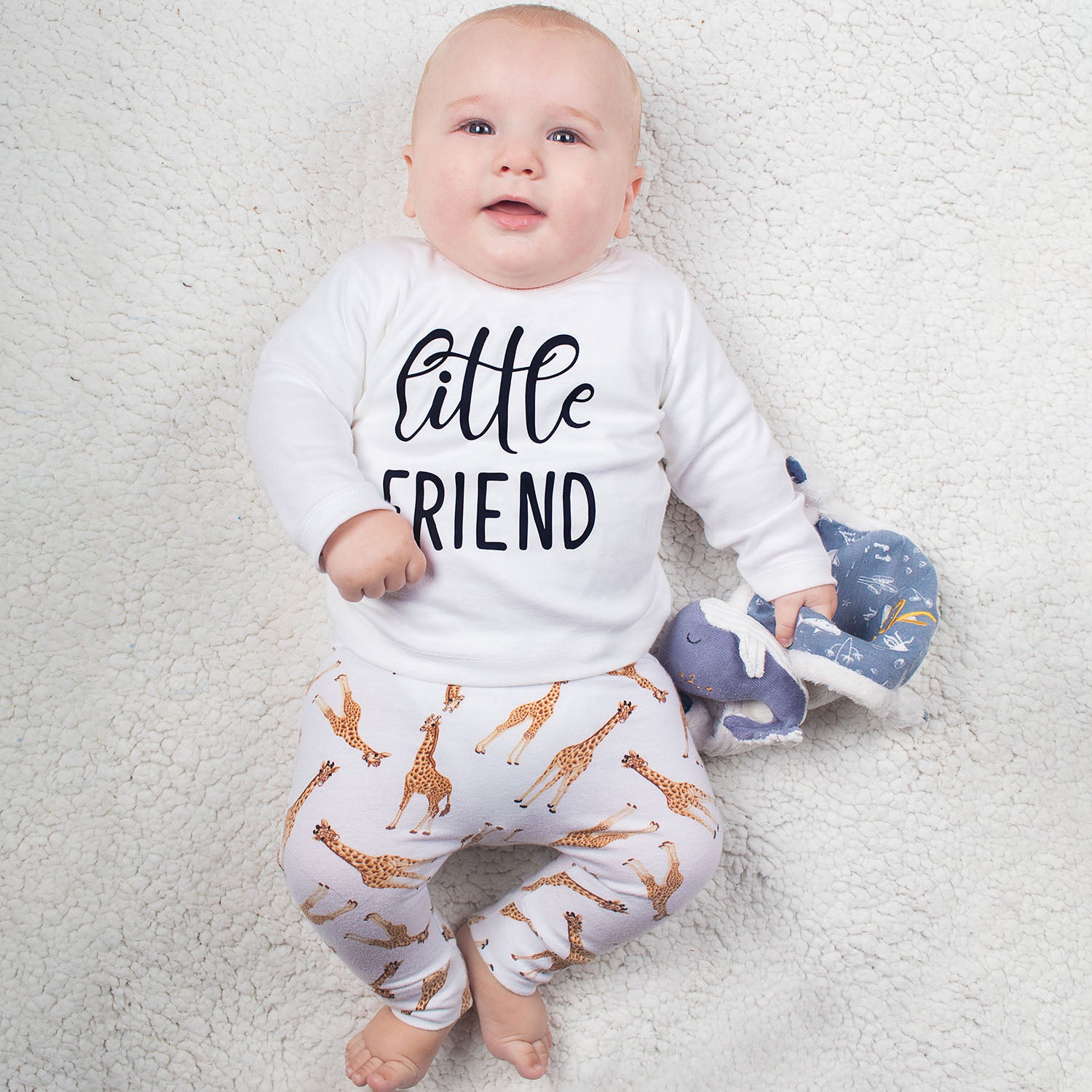 'Little friend' baby shirt met lange mouwen