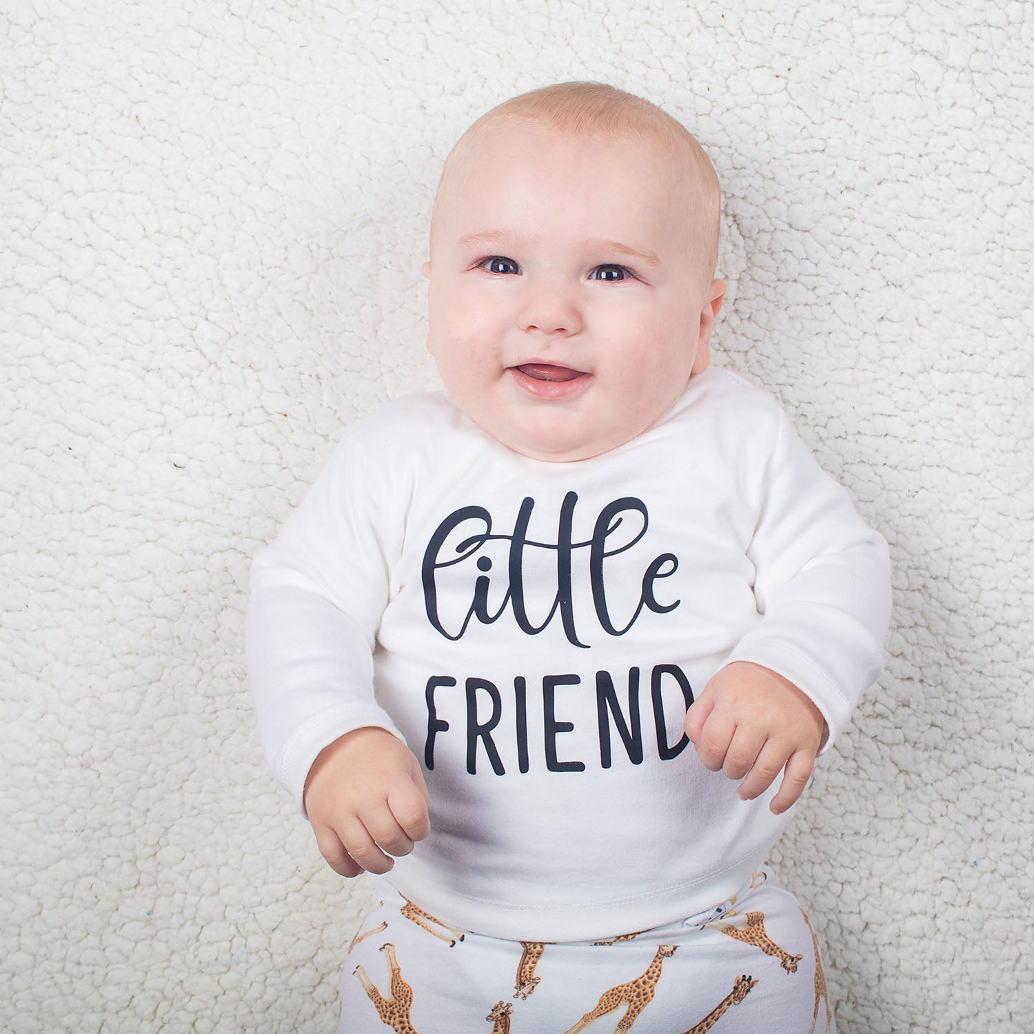 'Little friend' baby shirt met lange mouwen