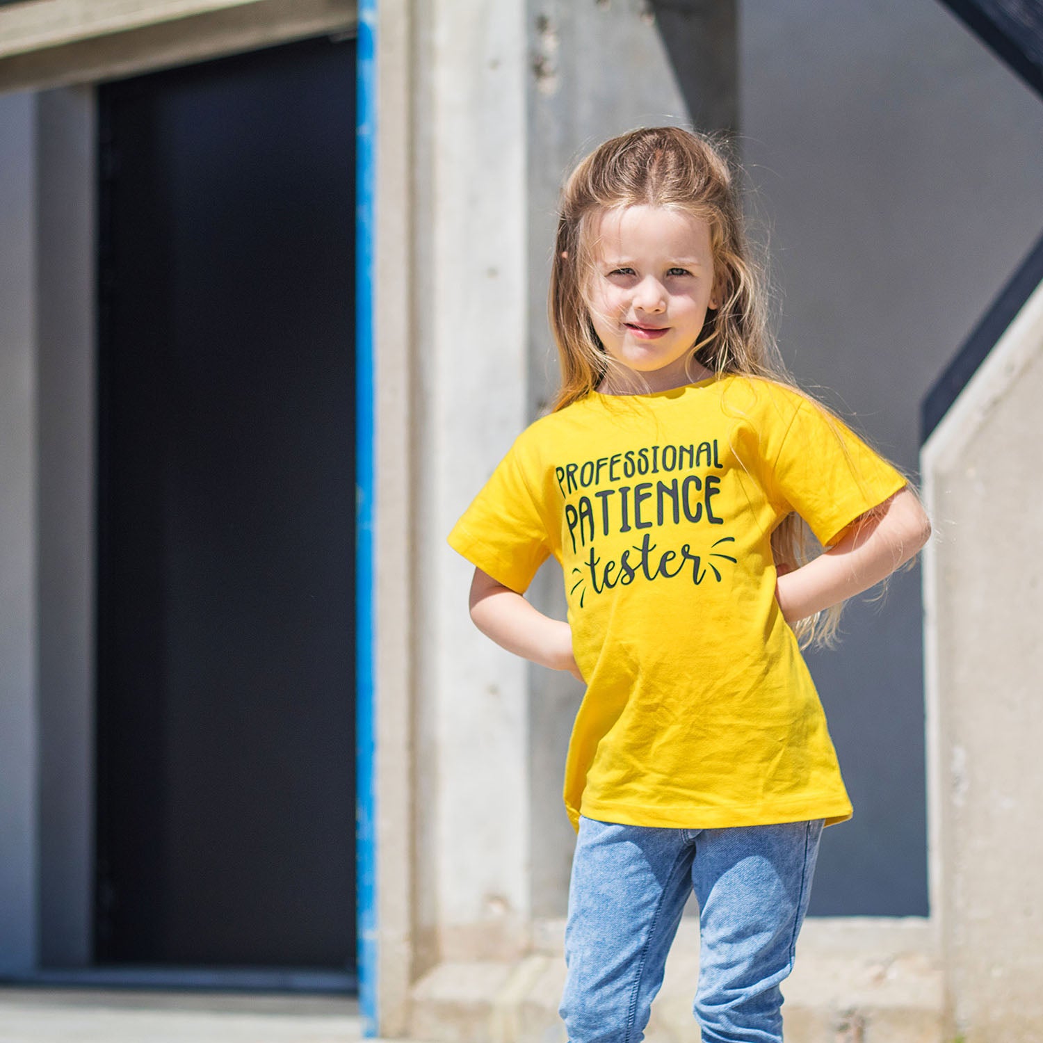 'Professional patience tester' kids shortsleeve shirt