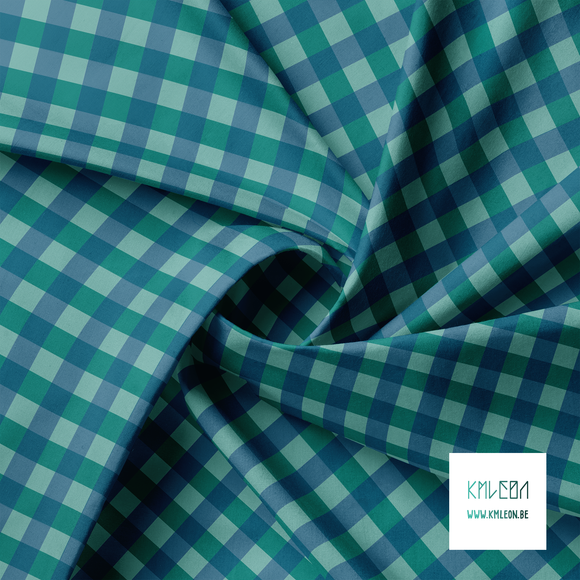 Green and blue gingham fabric