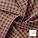 Green, purple and pink gingham fabric