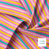 Yellow, green and pink stripes fabric