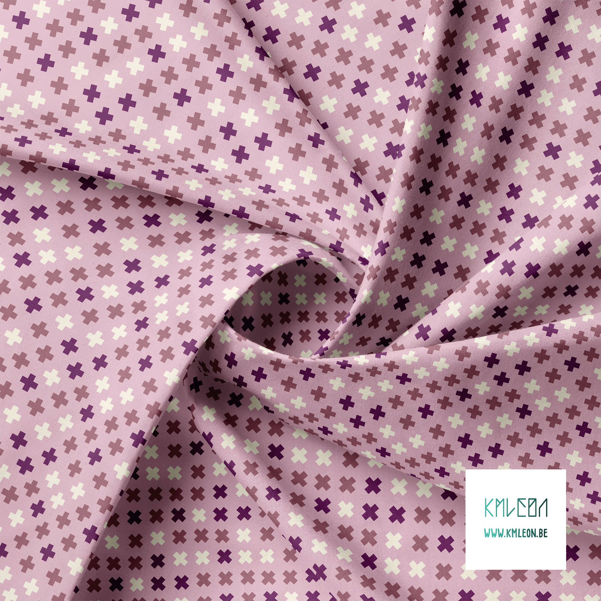 Purple, pink and cream crosses fabric