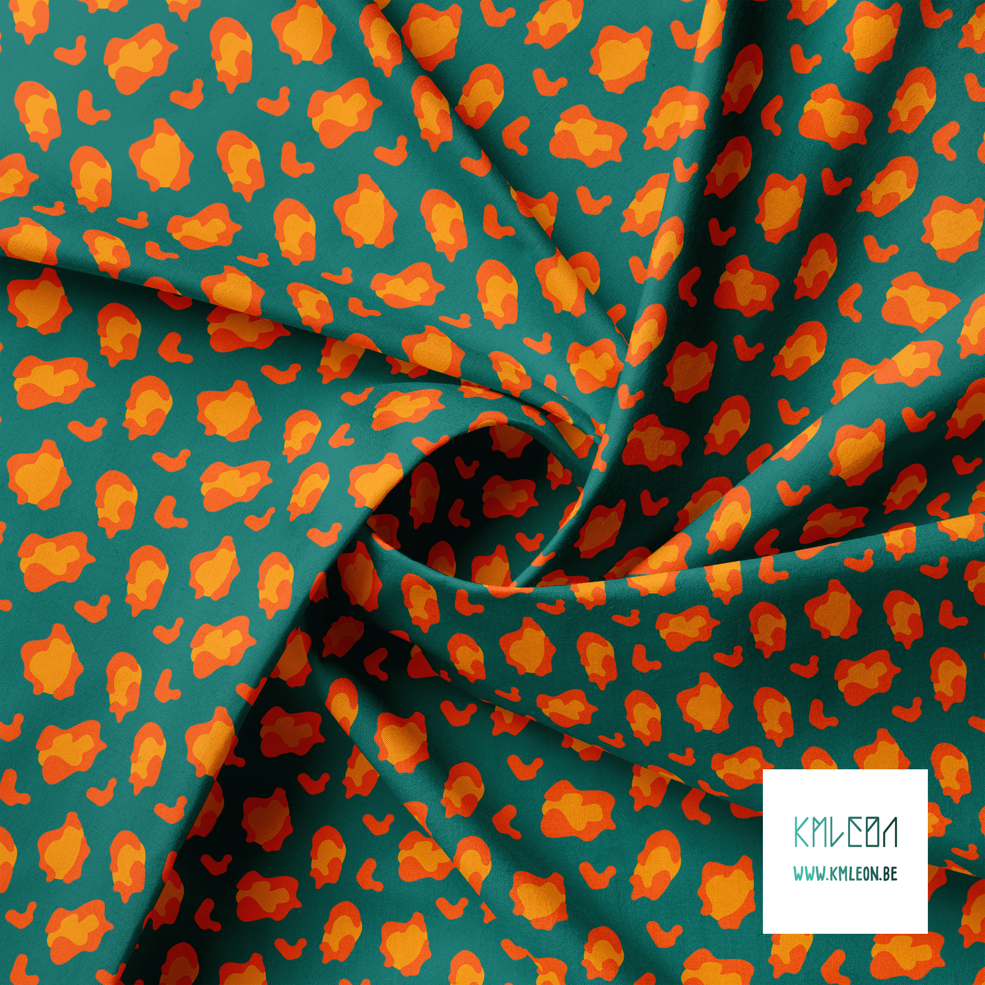 Oranje luipaardprint stof