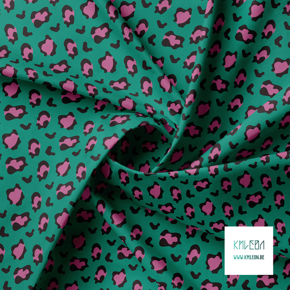 Pink and black leopard print fabric
