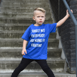'Surely not everybody was kung fu fighting' kind shirt met korte mouwen